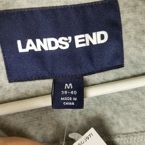 NWT Lands End Mens Sz M Gray Fleece Pullover Sweater 1/4 Zip Long Sleeve NEW - Picture 5 of 12